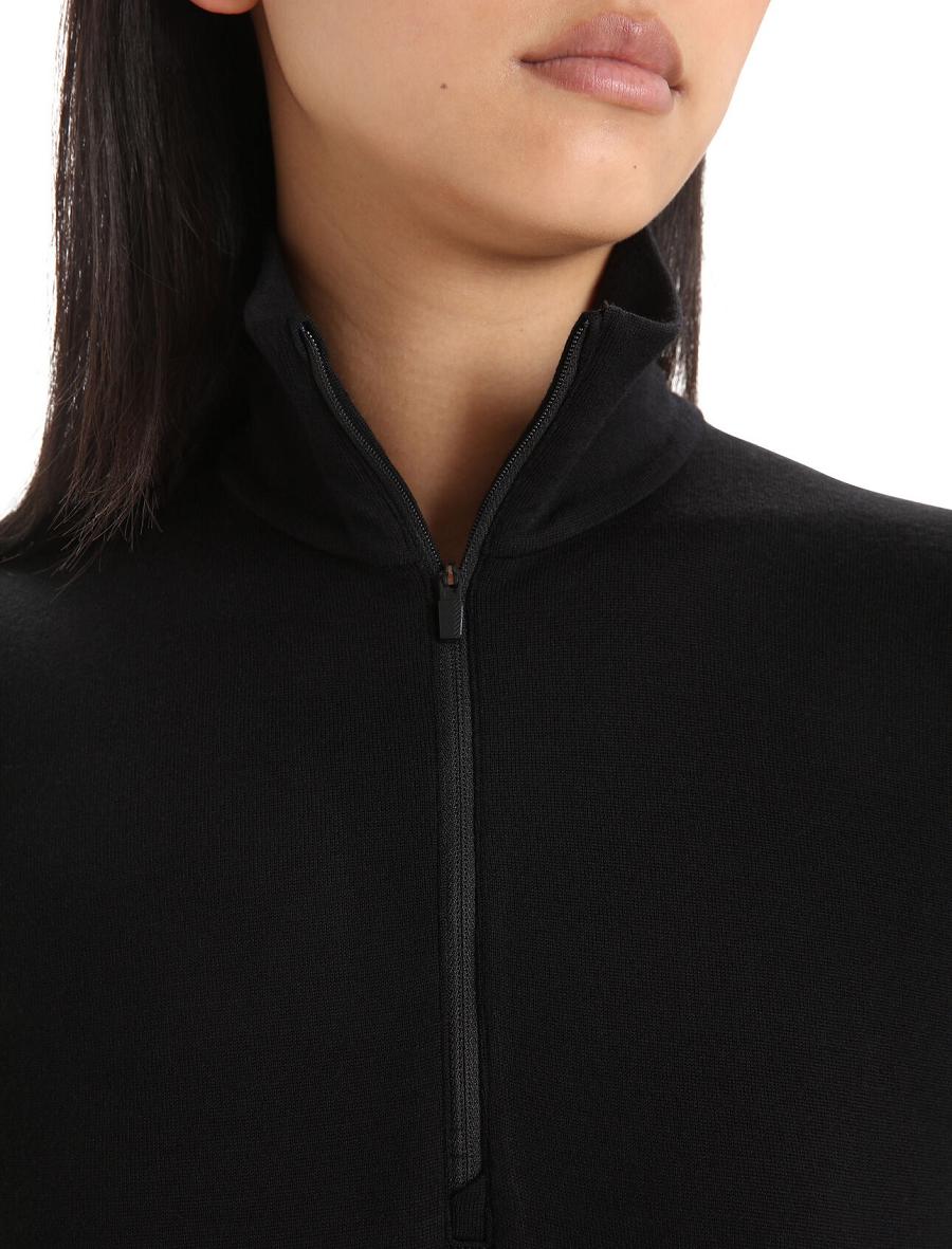 Black Women's Icebreaker Merino 260 Tech Long Sleeve Half Zip Thermal Top Base Layers | USA 1915FDNM